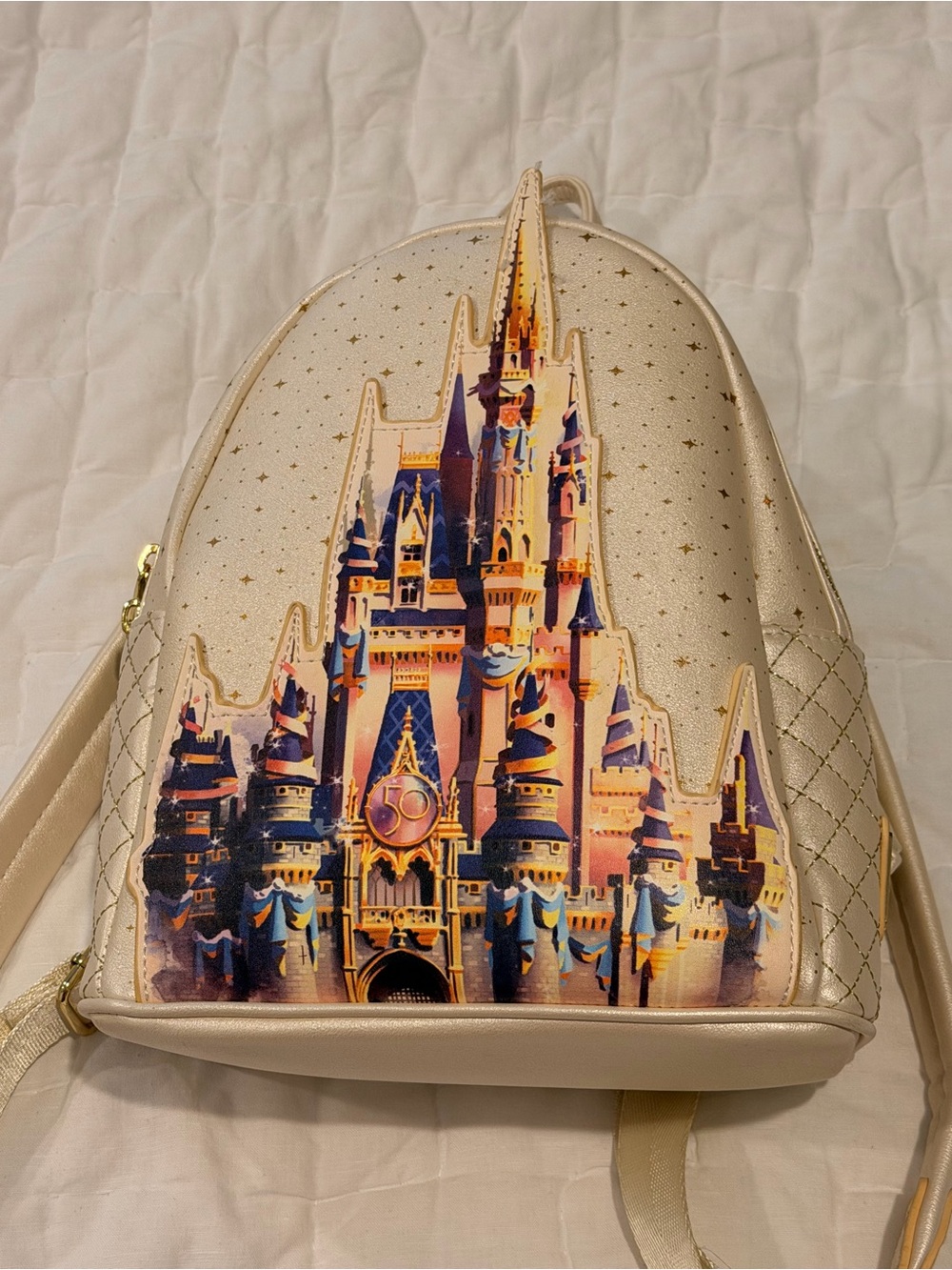 Loungefly Pearl Cream Castle Backpack Disney 50th Anniversary